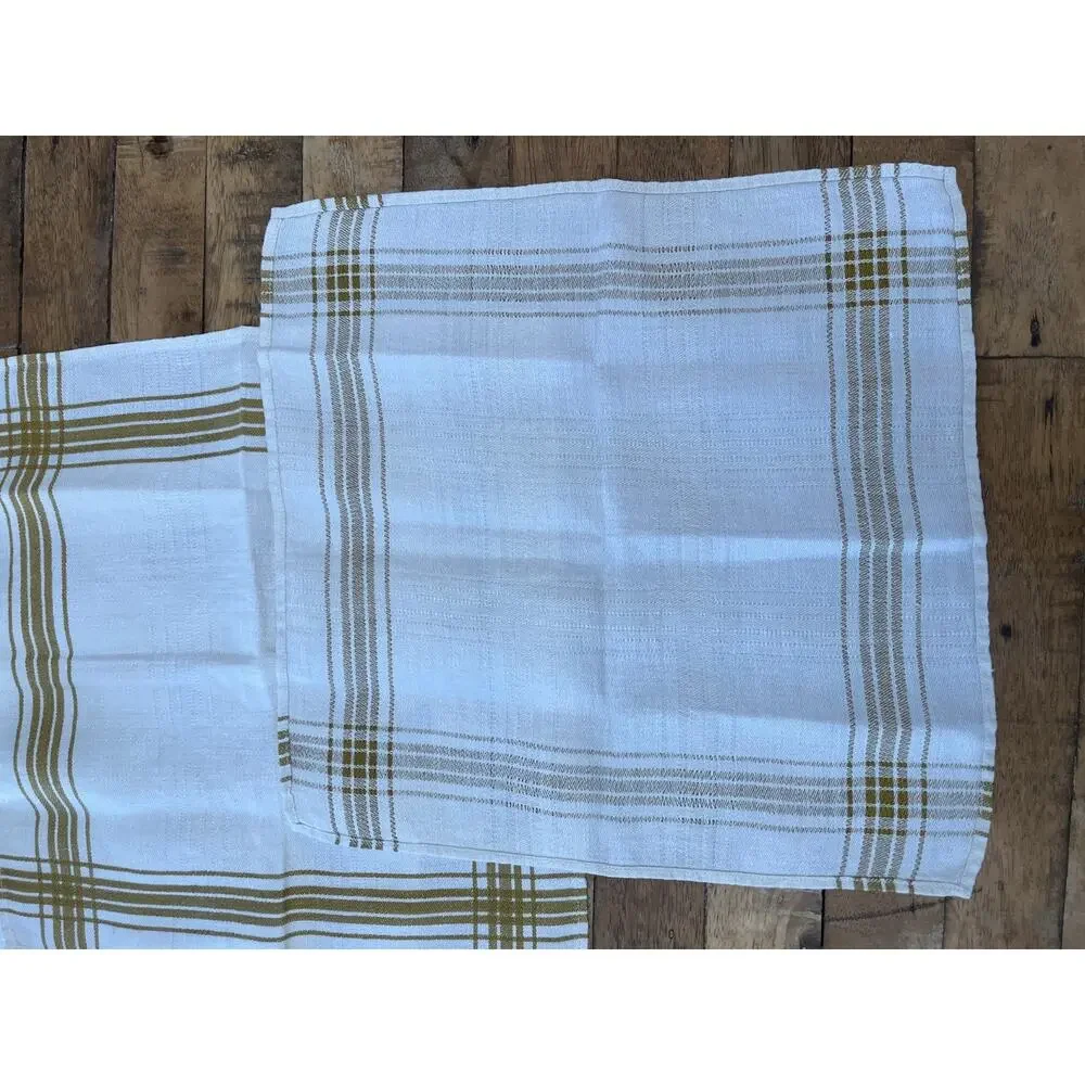 White & Butterscotch Plaid Cotton Napkins 12